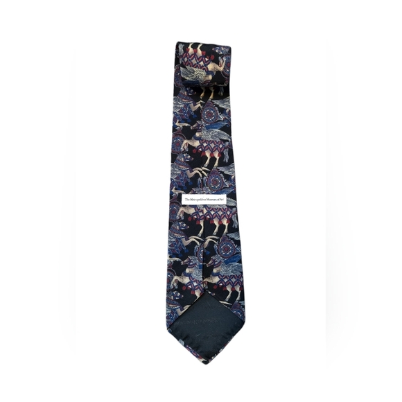Vtg The Metropolitan Museum of Art Silk Tie Mythical Pegasus Medieval Pattern - Picture 2 of 8